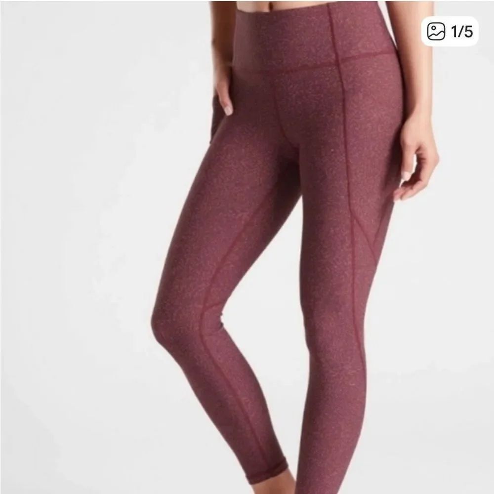 Athleta Salutation Stash Pocket Tight Legging Rainwater Antique Burgundy